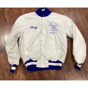 DeLong Softball Champs 1988 Varsity Jacket M 80s Bomber USA  White Snap VTG